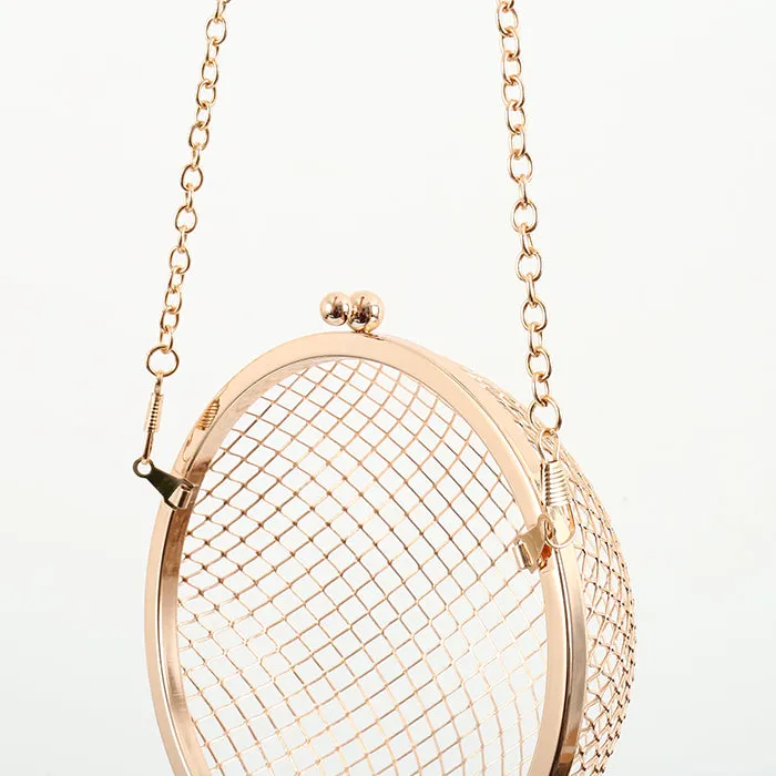 Hollow Metal Ball women shoulder bag gold