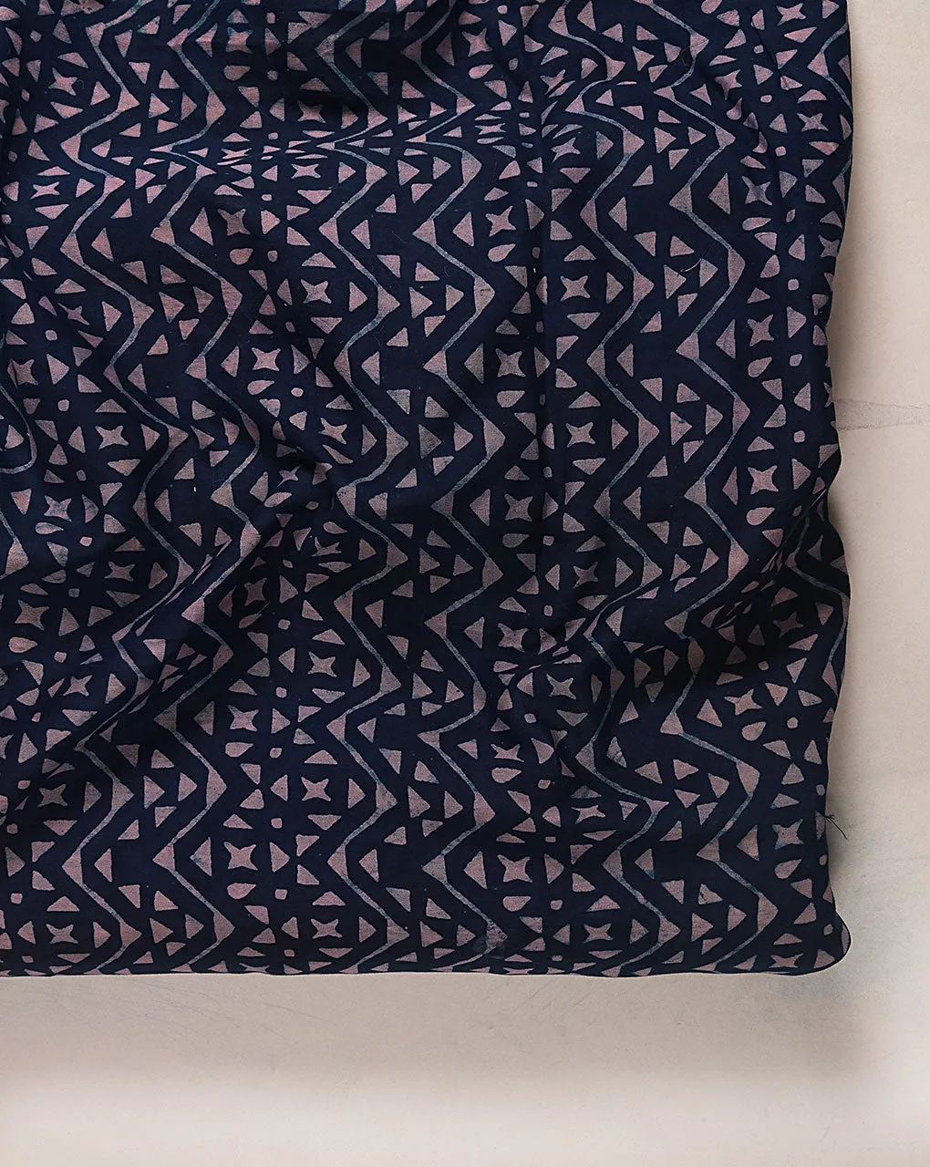 Indigo Hand Block Chanderi Fabric