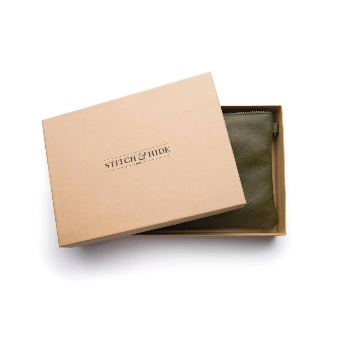 Leather Cassie Clutch - Olive