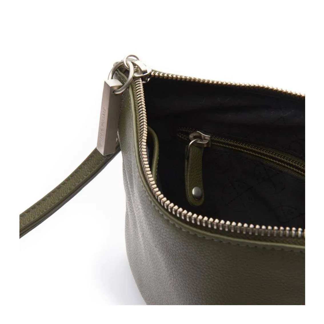 Leather Cassie Clutch - Olive