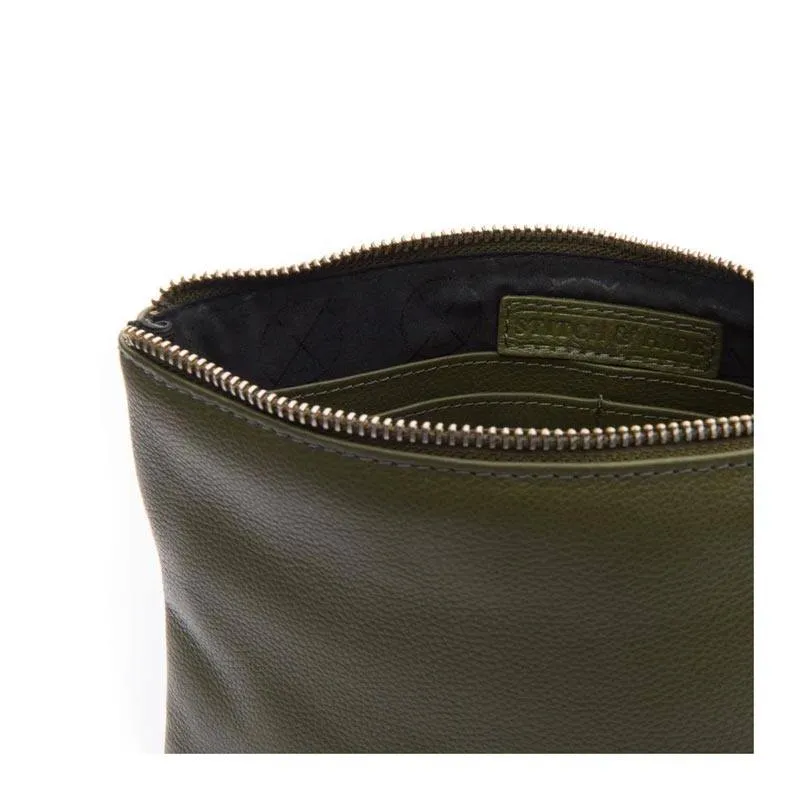 Leather Cassie Clutch - Olive