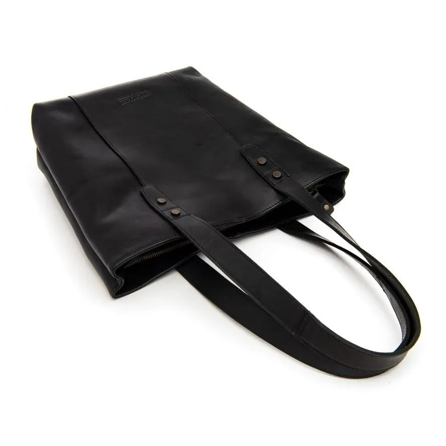 Leather Isabelle Tote Shoulder Bag - Black