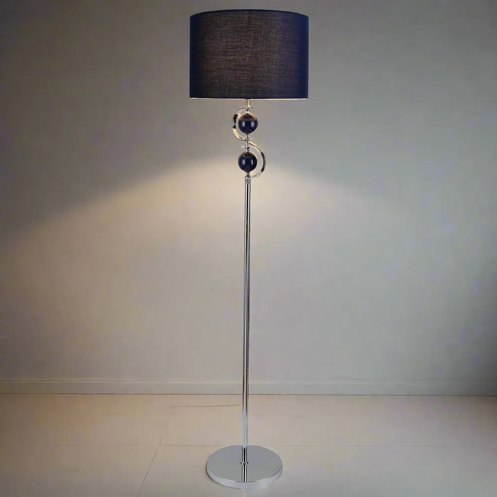 Lucy Chic Metal Floor Lamp - Navy Blue or White Linen Shade, 1600mm High, PL0159