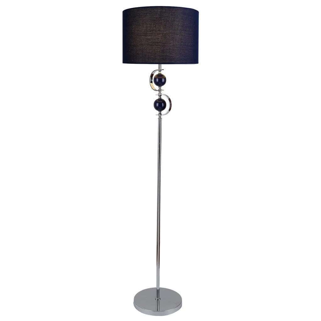Lucy Chic Metal Floor Lamp - Navy Blue or White Linen Shade, 1600mm High, PL0159