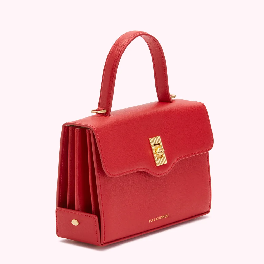 LULU RED MEDIUM LIP TURNLOCK QUEENIE HANDBAG