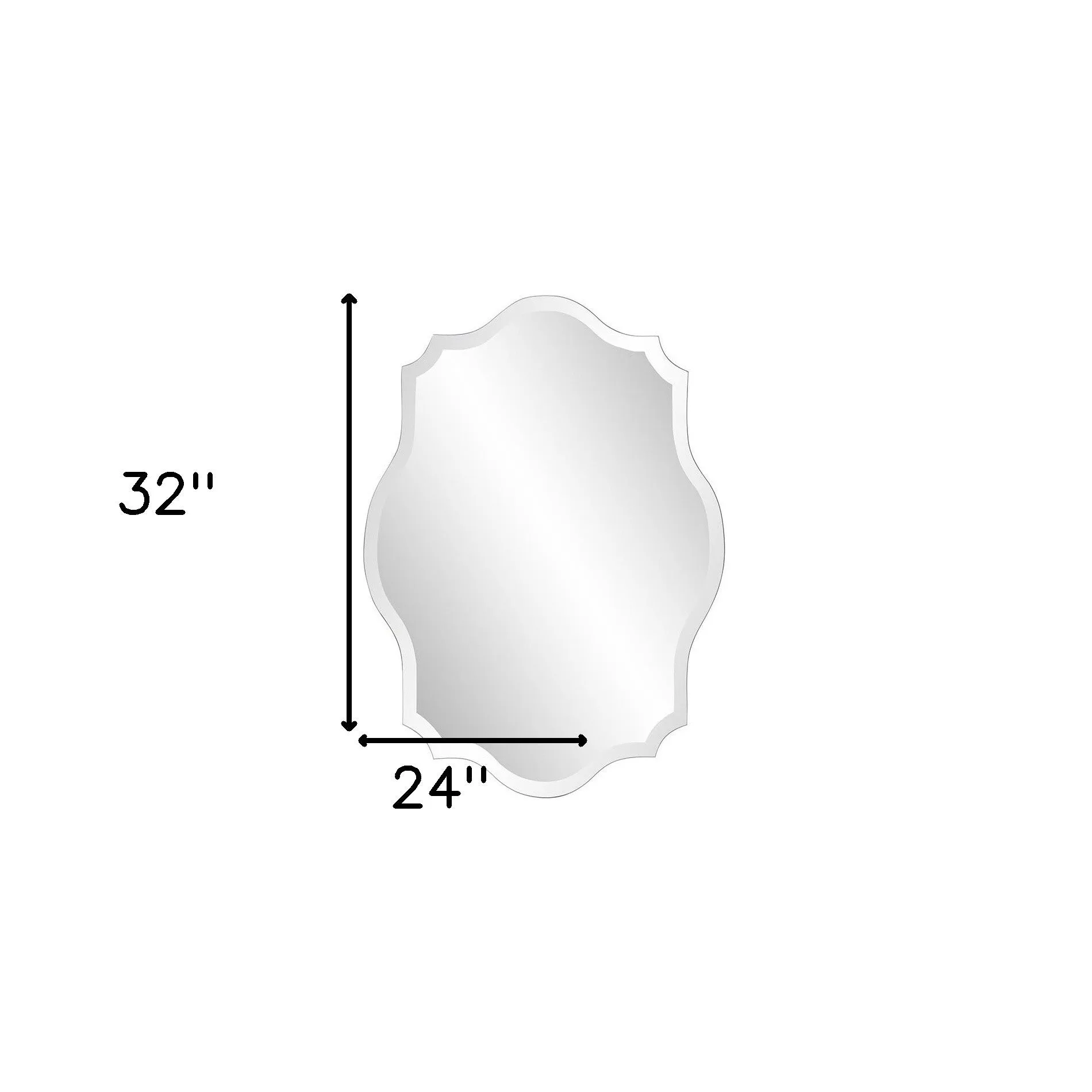 Minimalist Wall Mirror With Scalloped Corners And Curved Edges | 24"x32"