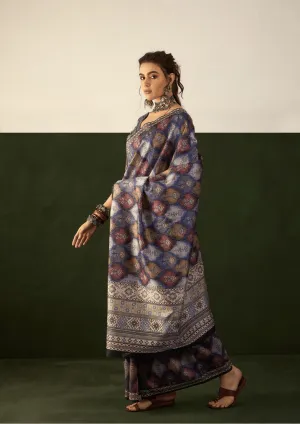 Multicolor Designer Bhagalpuri Silk Saree