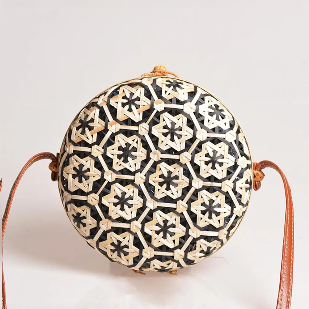 Natural Handmade Rattan Round Handbag