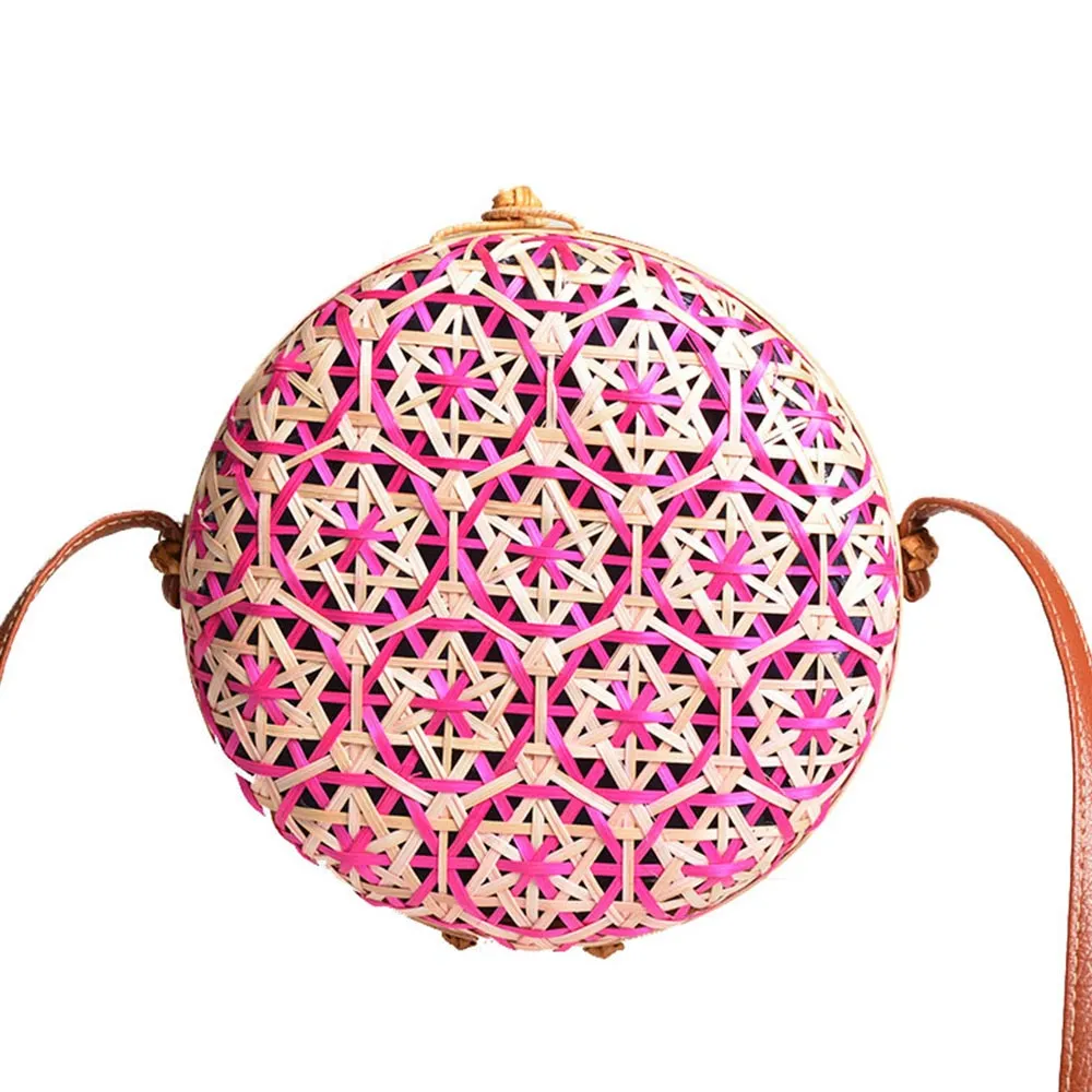 Natural Handmade Rattan Round Handbag