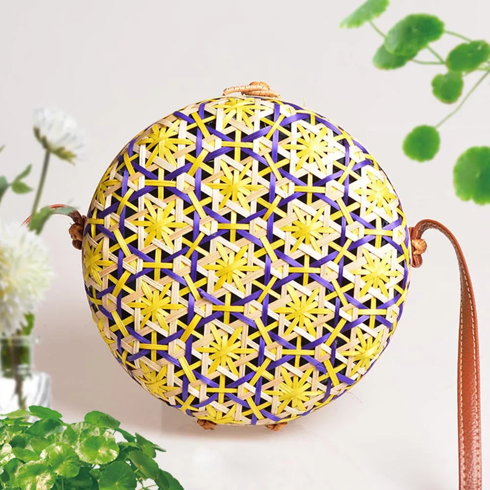 Natural Handmade Rattan Round Handbag