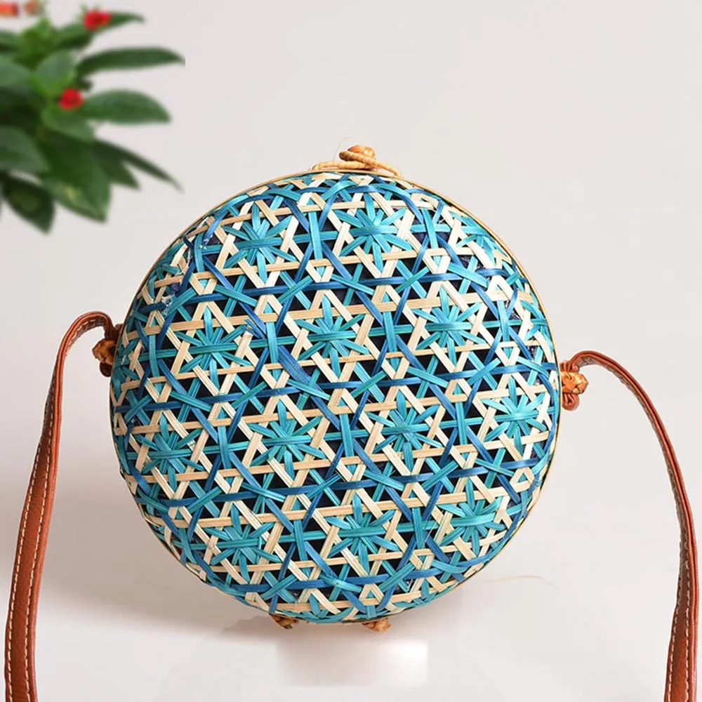 Natural Handmade Rattan Round Handbag