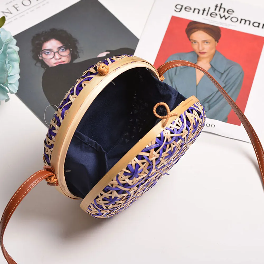 Natural Handmade Rattan Round Handbag