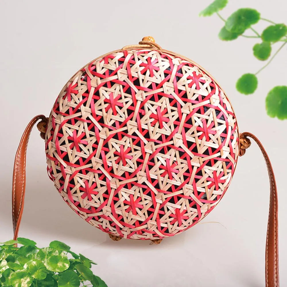 Natural Handmade Rattan Round Handbag