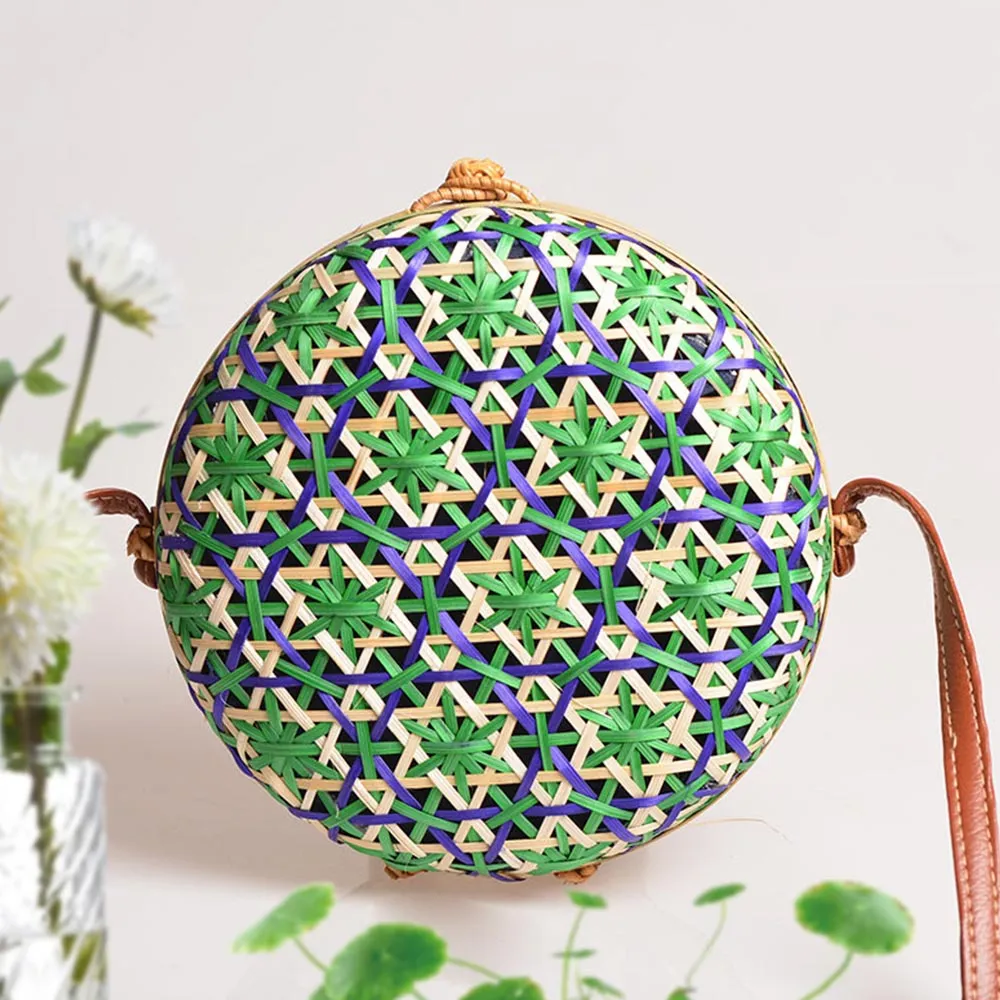 Natural Handmade Rattan Round Handbag