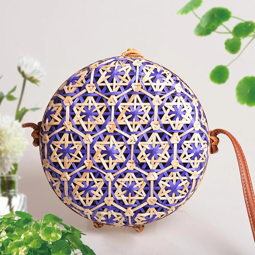 Natural Handmade Rattan Round Handbag