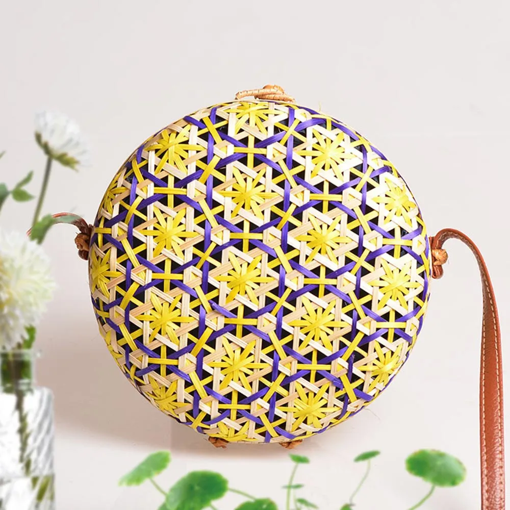 Natural Handmade Rattan Round Handbag