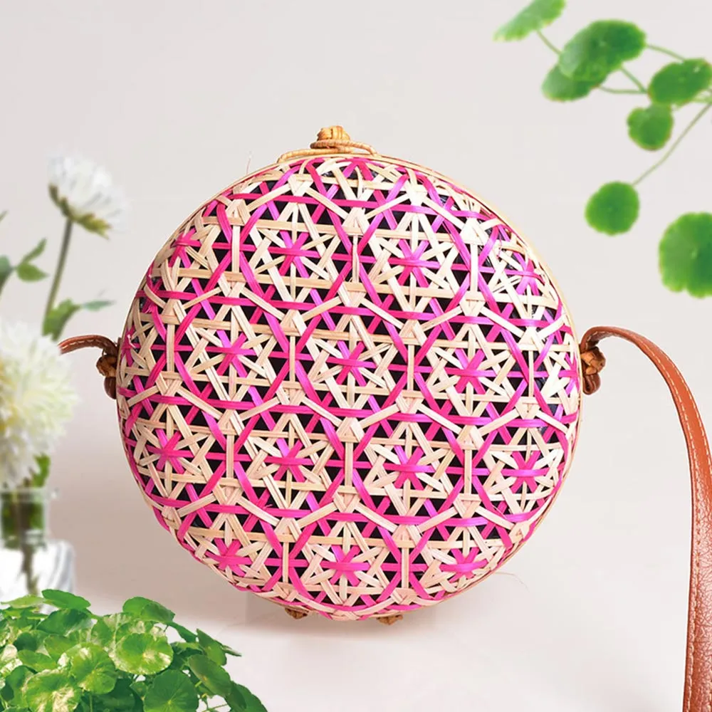 Natural Handmade Rattan Round Handbag