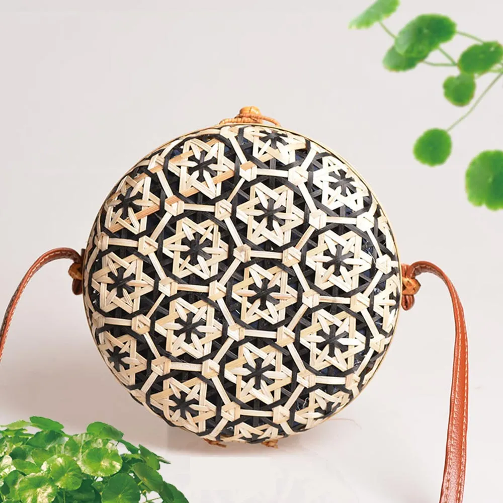 Natural Handmade Rattan Round Handbag
