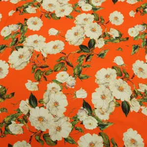 Orange Background with Ivory Floral Printed Fabric