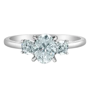 Oval & Round Brilliant Three Stone Engagement Ring 1.50ct - Test