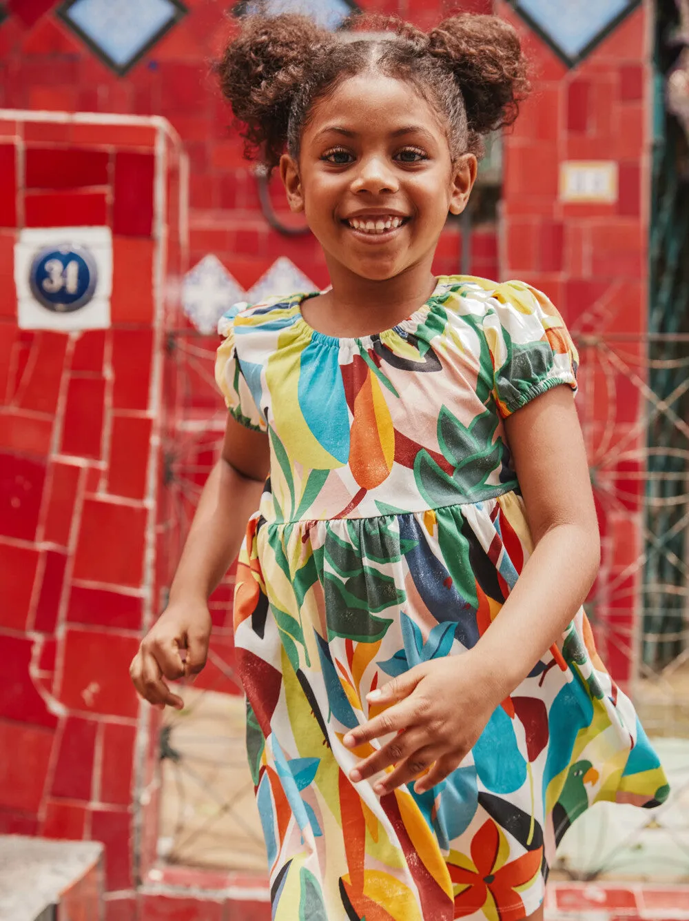Parakeet Tropicalia Puff Sleeve Dress