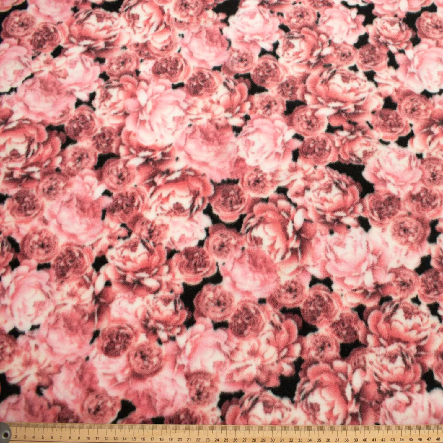 Pink Peonies Printed Polar Fleece Design 72