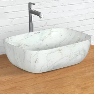 Plantex Platinium Tabletop Ceramic Rectangular Wash Basin/Countertop Bathroom Sink (WIS-035, 18 x 13 x 5.5 Inch)