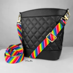 Rainbow Purse Strap - Love is Love - 1" Wide Nylon - Adjustable Shoulder to Crossbody Length - Choose Connector Style & Finish