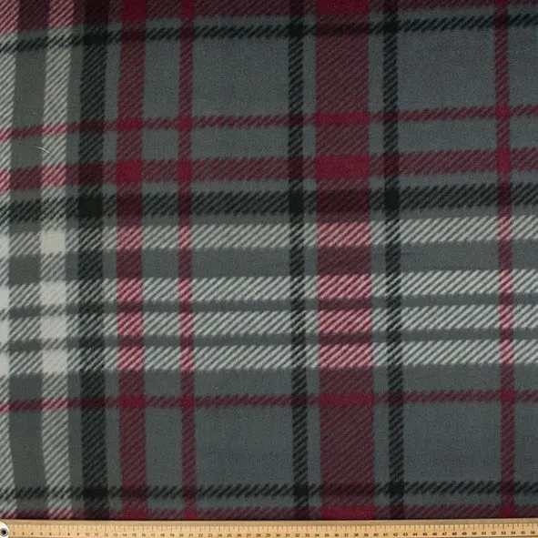 Red, White & Black Checks on Grey Printed Polar Fleece DSN #9