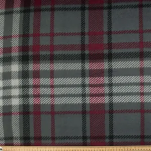 Red, White & Black Checks on Grey Printed Polar Fleece DSN #9