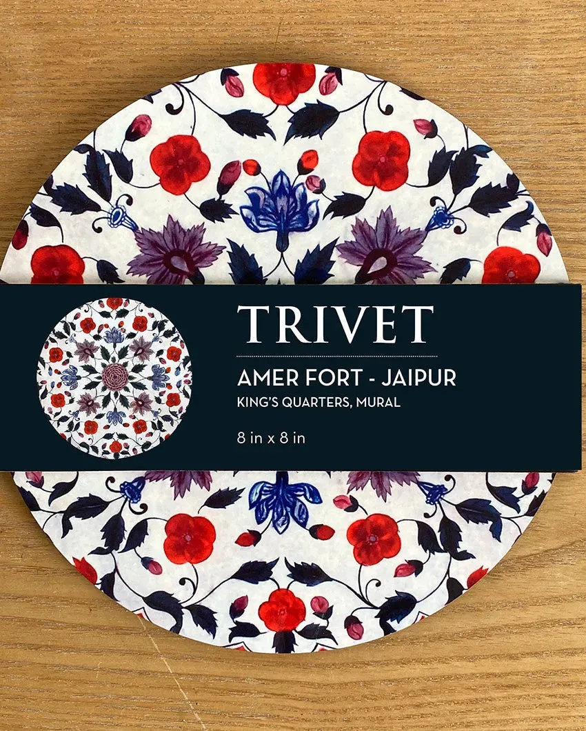 Regal Splendor The King'S Quarters Mural At Amer Fort Trivet | 8 inches