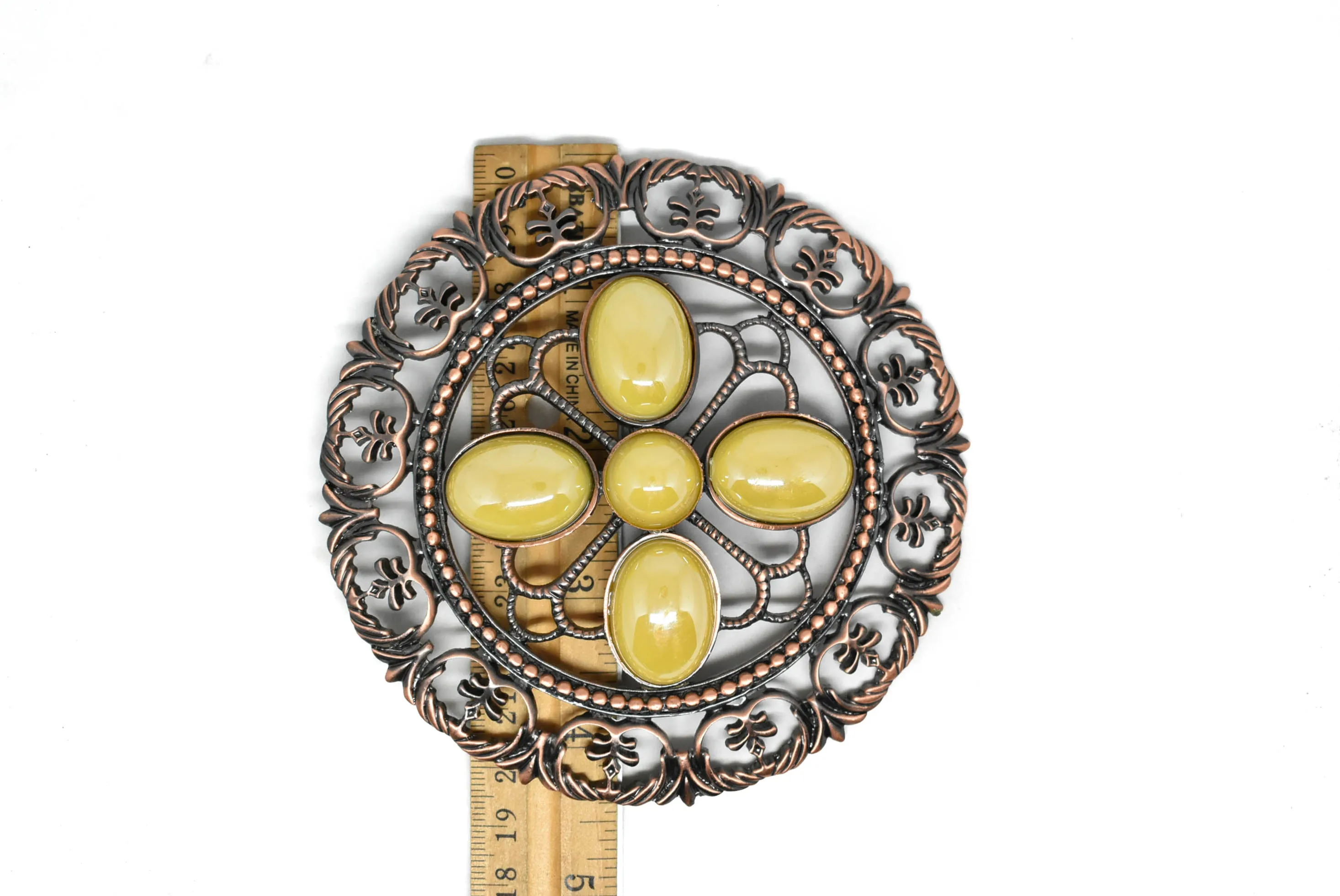 Round Floral Buckle 4.38" - 1 Piece