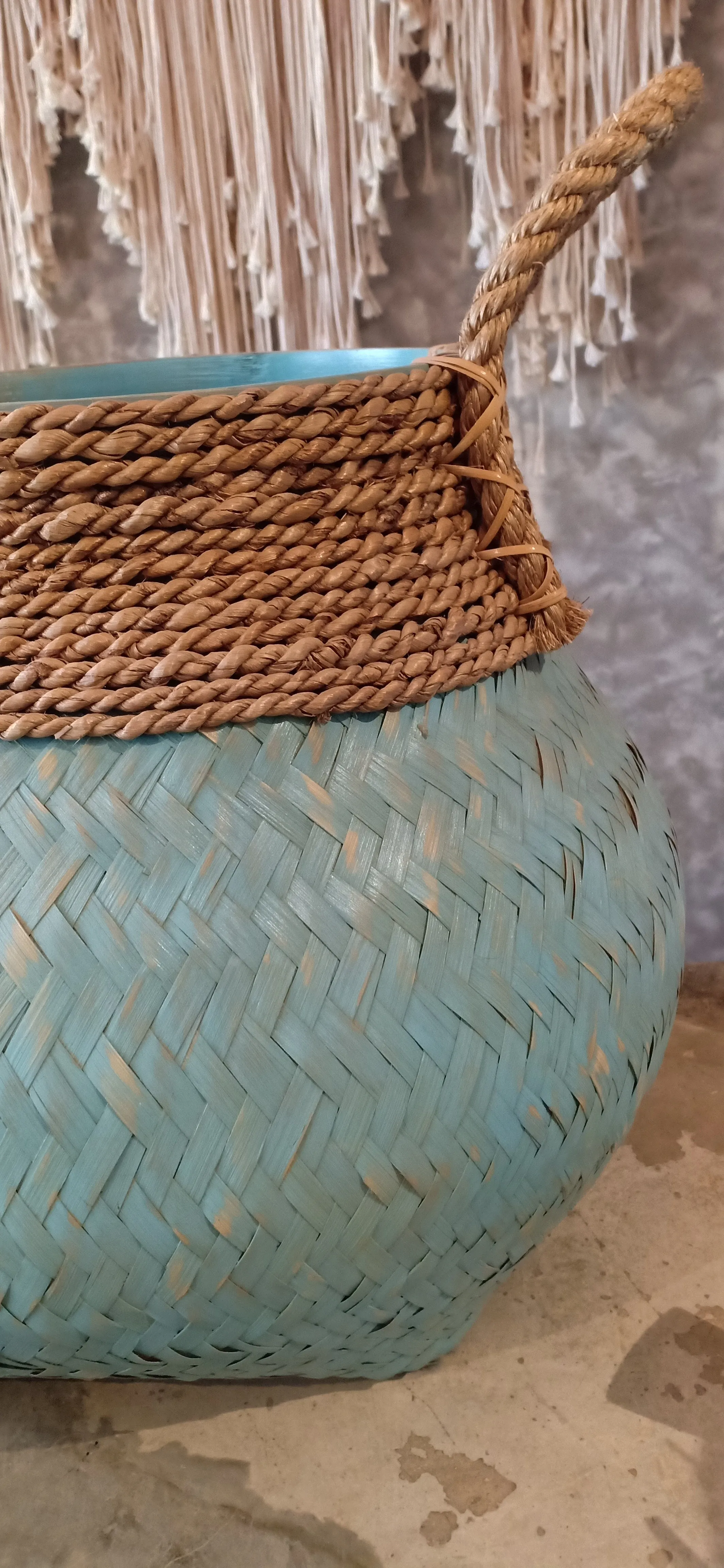 Set 2 Black Or White Washed Bamboo And Banana Leaf Basket