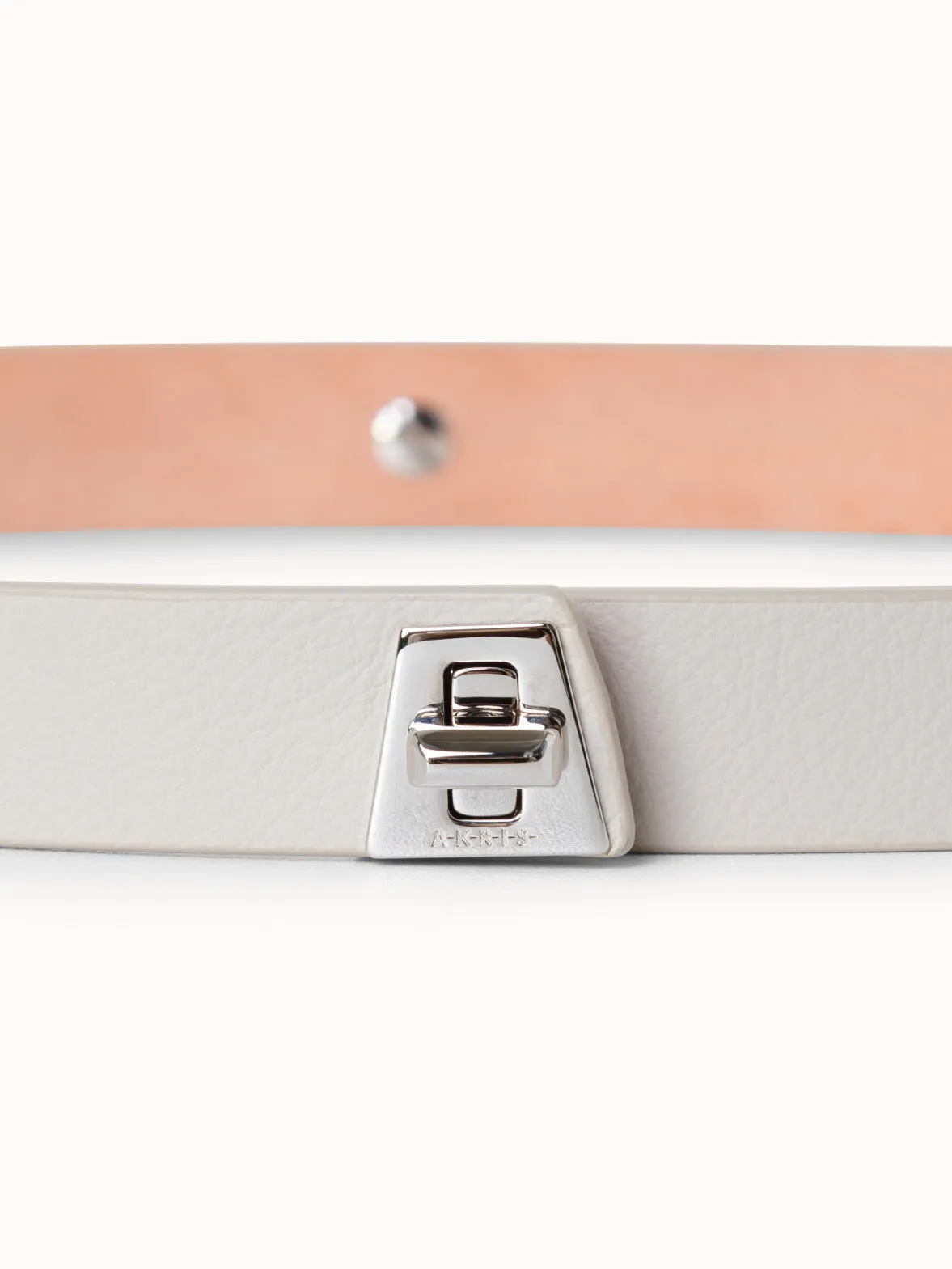 Slim Leather Belt with Trapezoid Turn Lock Closure