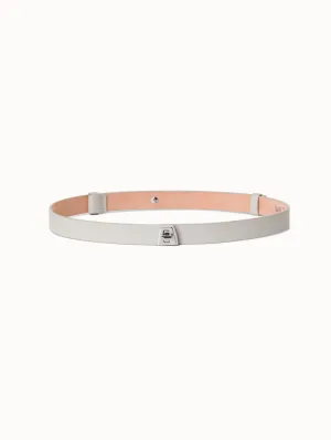 Slim Leather Belt with Trapezoid Turn Lock Closure