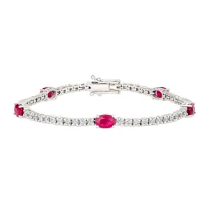 Sophisticated Ruby and Diamond Tennis Bracelet