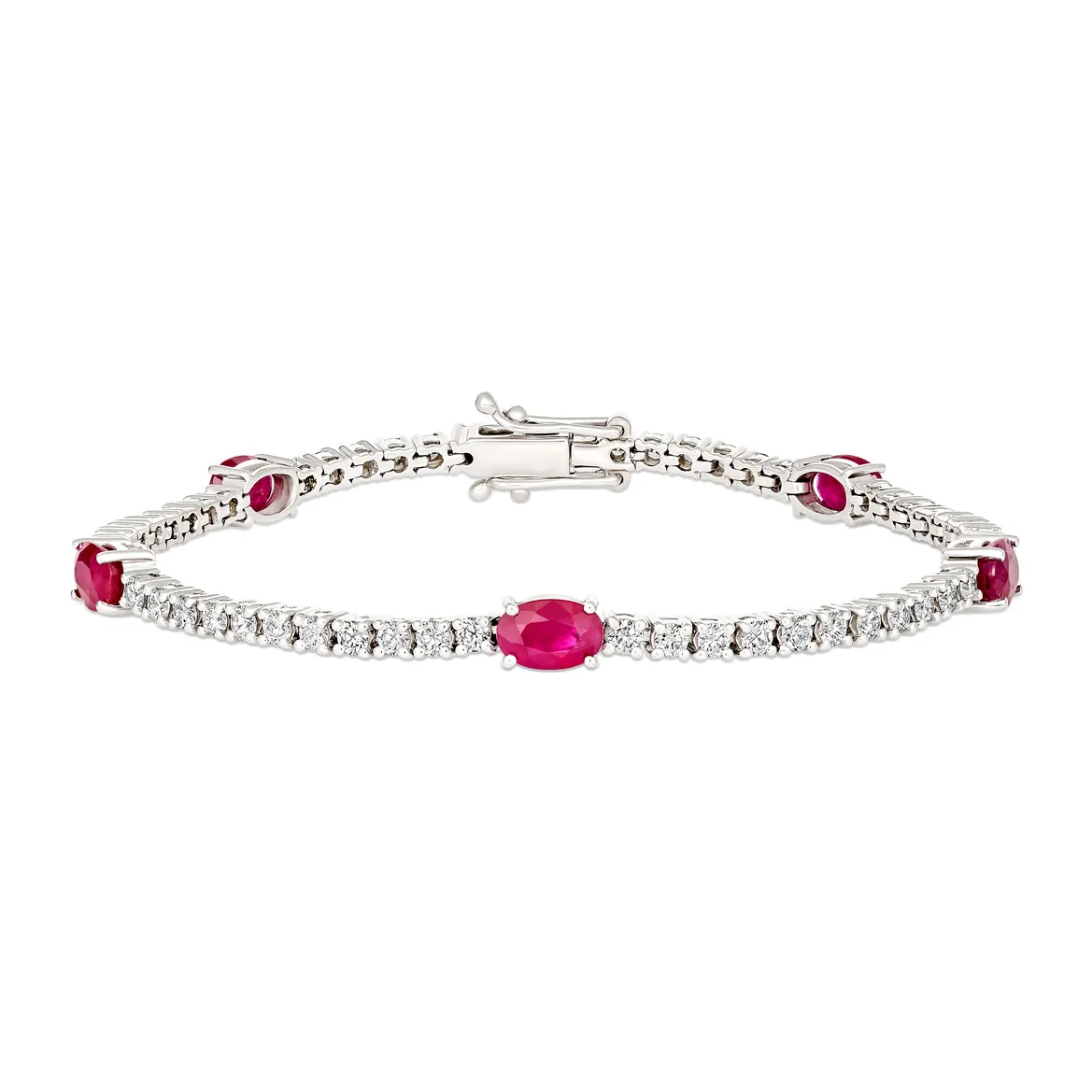 Sophisticated Ruby and Diamond Tennis Bracelet