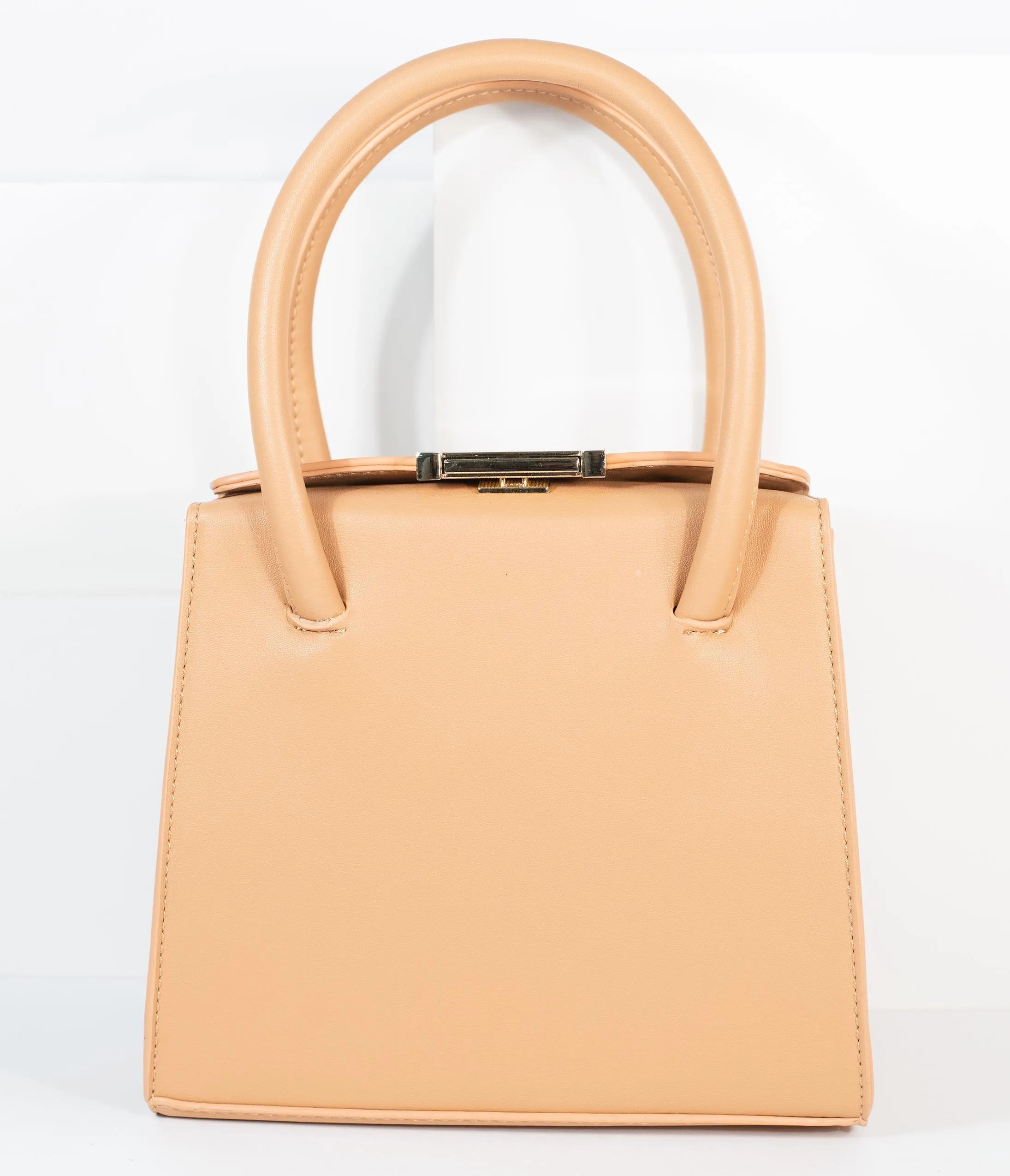 Tan Leatherette Square Handbag