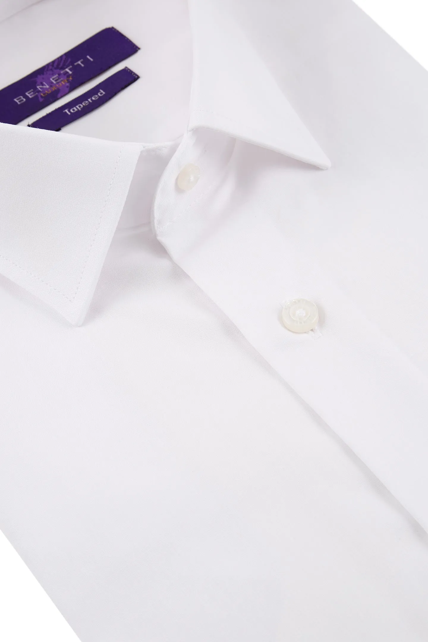 Tapered White Benetti Double Cuff Shirt