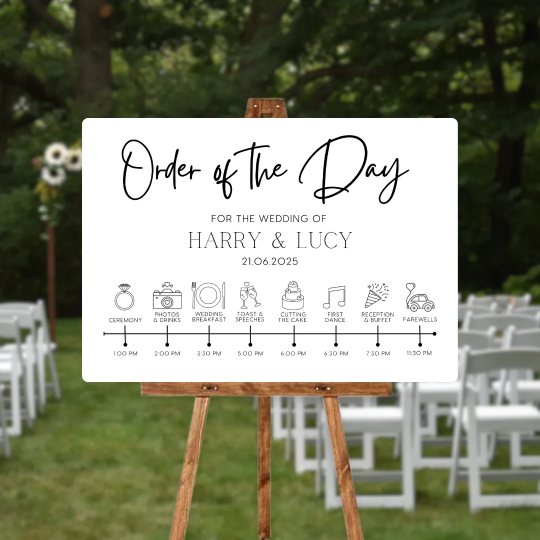 Timeless White Order Of The Day Sign