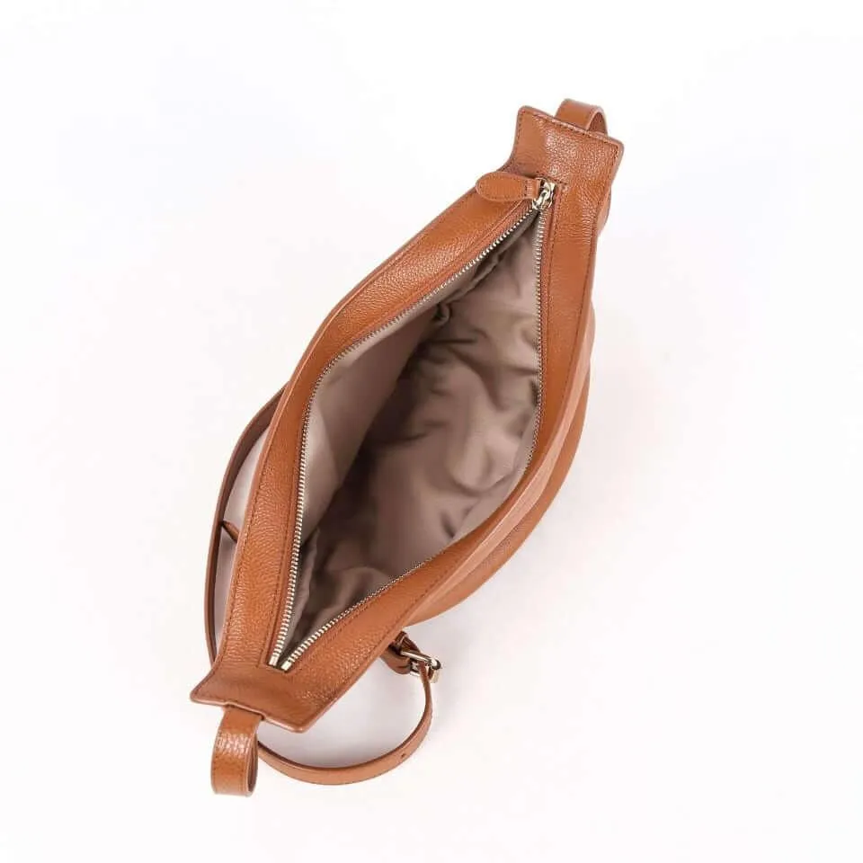TROW Banana - Brown Leather Large Slouchy Banana Bag | Curved Crossbody Bag