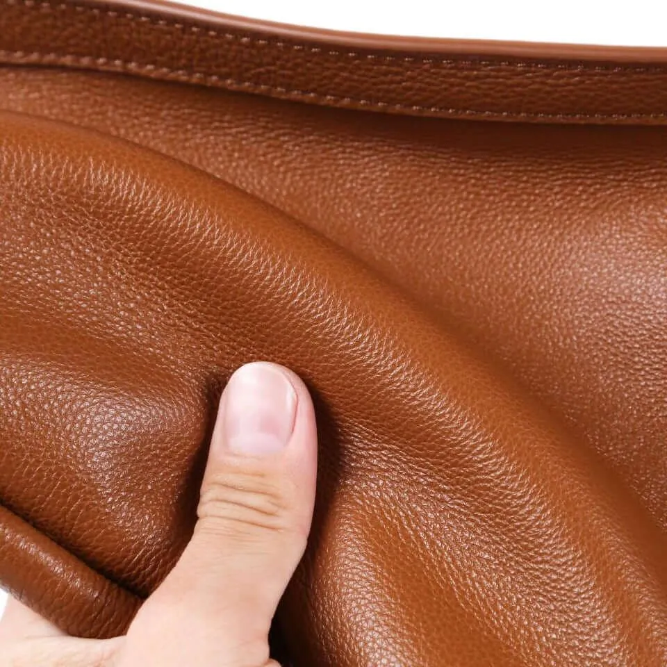 TROW Banana - Brown Leather Large Slouchy Banana Bag | Curved Crossbody Bag