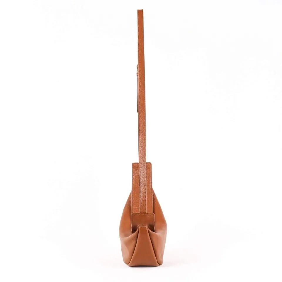 TROW Banana - Brown Leather Large Slouchy Banana Bag | Curved Crossbody Bag