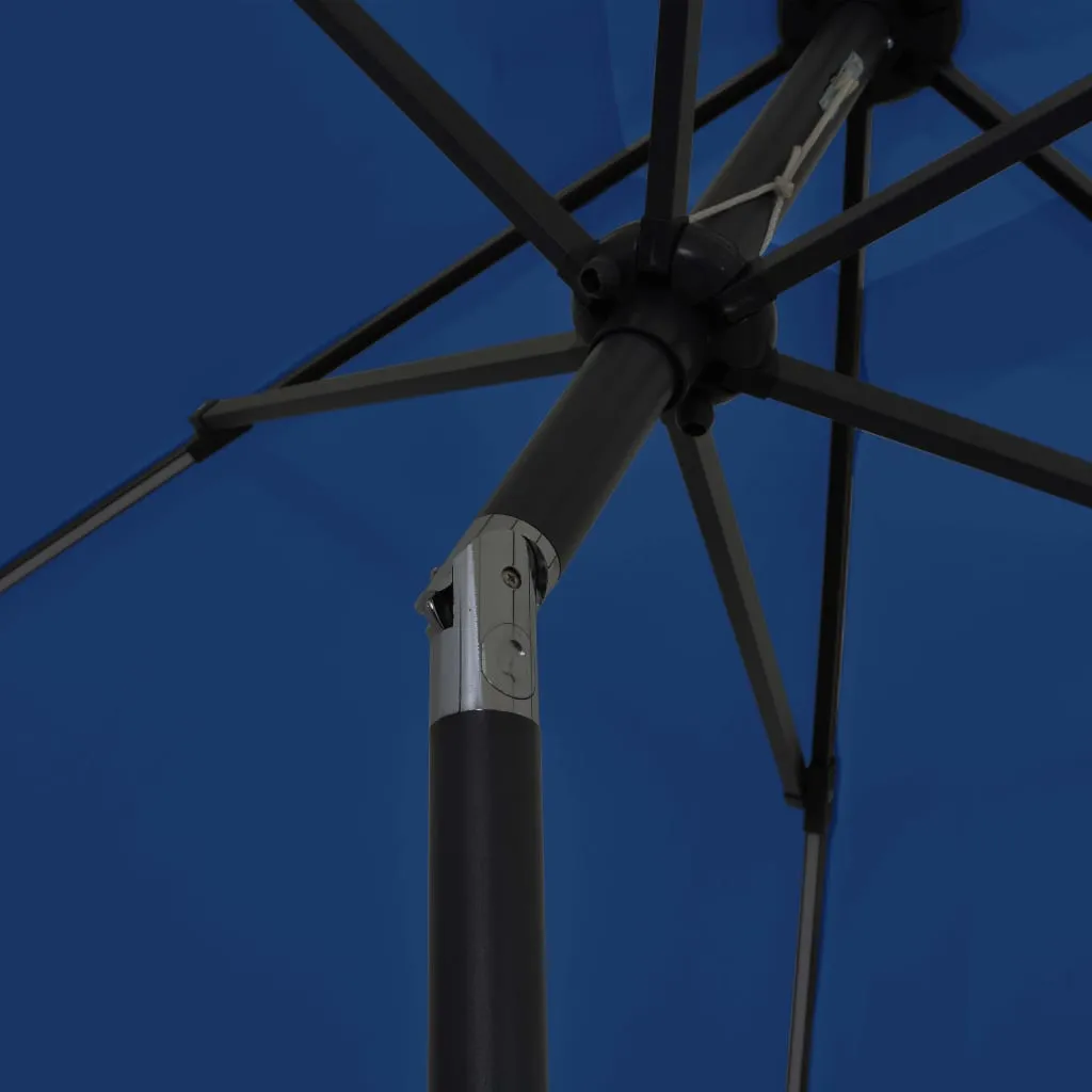 vidaXL Garden Parasol with LED Lights and Aluminium Pole 300 cm Azure Blue