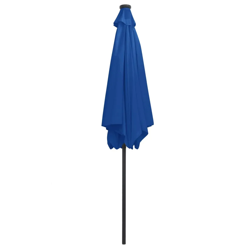 vidaXL Garden Parasol with LED Lights and Aluminium Pole 300 cm Azure Blue