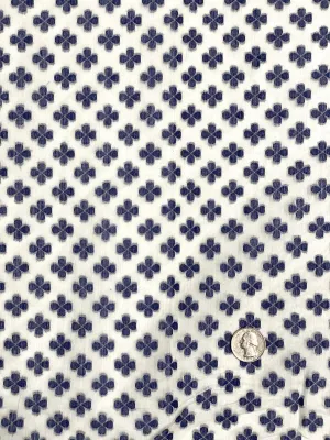 White Navy Silk Cotton Blend Novelty 1024 - 4