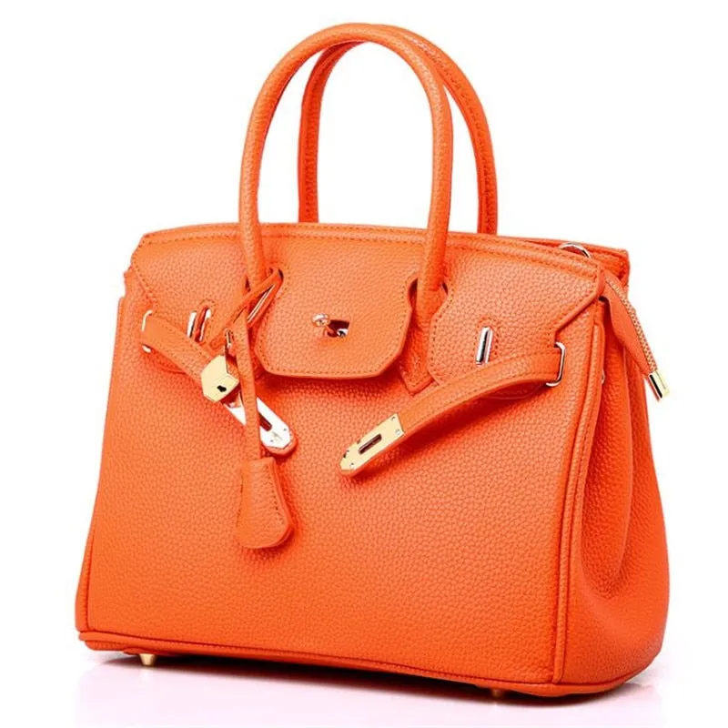 Women Large-capacity Handbag Shoulder Bags PU Litchi Pattern Platinum Bag Zipper Diagonal Crossbody Bag