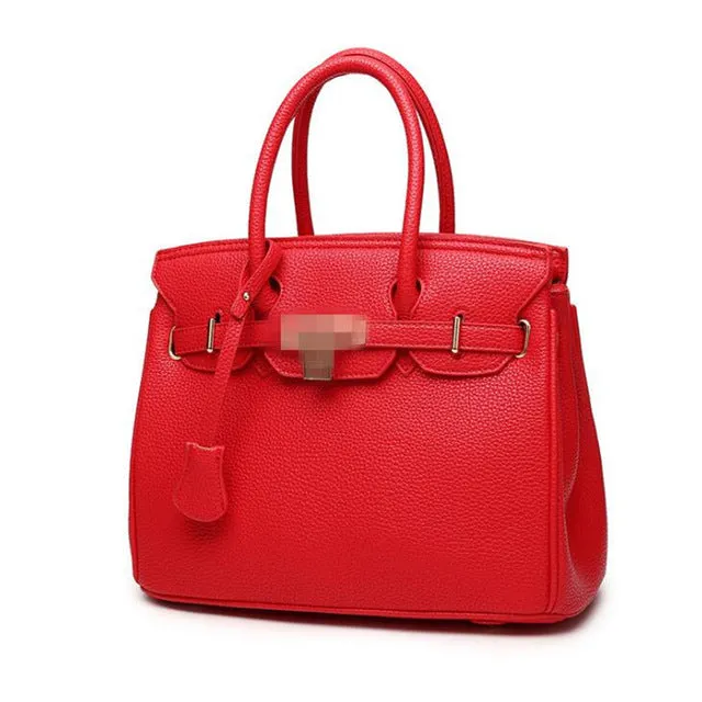 Women Large-capacity Handbag Shoulder Bags PU Litchi Pattern Platinum Bag Zipper Diagonal Crossbody Bag
