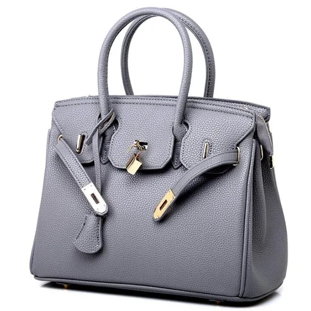 Women Large-capacity Handbag Shoulder Bags PU Litchi Pattern Platinum Bag Zipper Diagonal Crossbody Bag