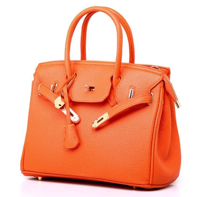 Women Large-capacity Handbag Shoulder Bags PU Litchi Pattern Platinum Bag Zipper Diagonal Crossbody Bag